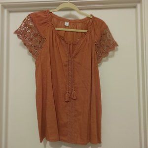 Women's boho rust colored top